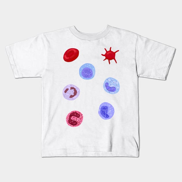 Hand Drawn Normal Blood Cells Pack Kids T-Shirt by Sofia Sava